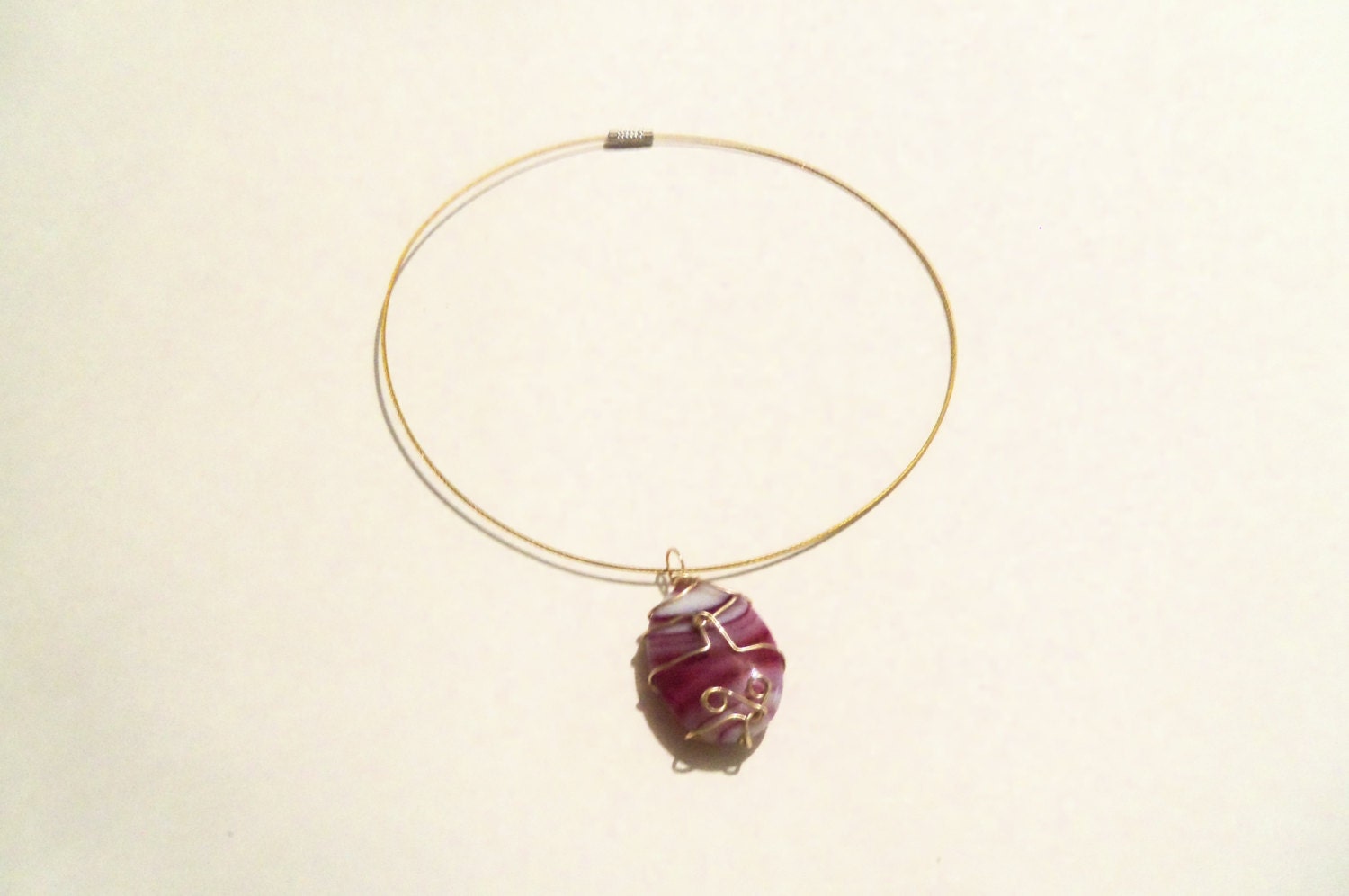 Fuschia Striped Agate pendant Choker