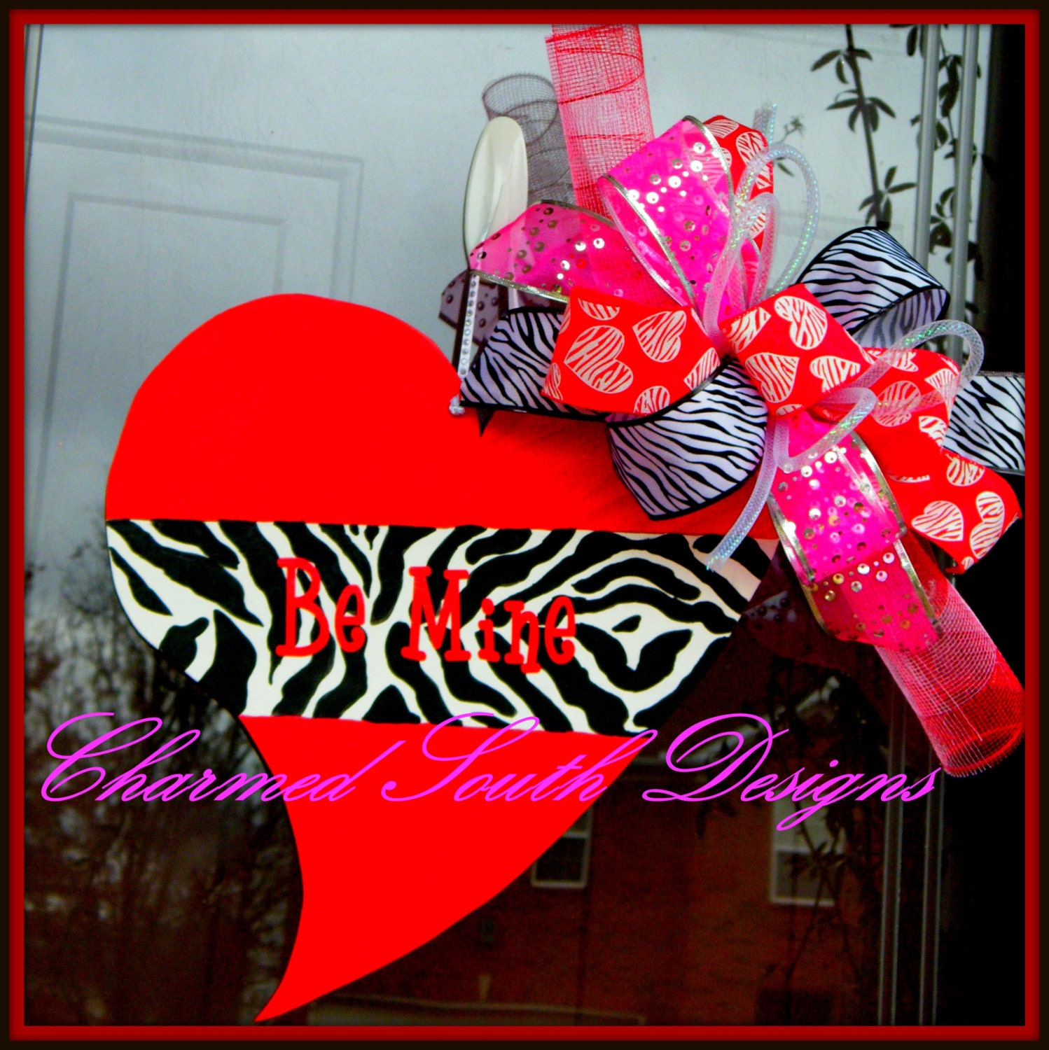 Whimsical Wood Valentine Heart Door Hanger