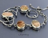 OOAK ,Sterling Silver Bracelet, Brecciated Jasper Bracelet, Link Bracelet, Gemstones Bracelet