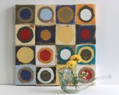 painted circles wood wall hanging, 15X15
