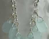 Faceted Mint Green Chalcedony Briolette Dangle Bouquet Earrings - Seafoam Green, Dangles, Cascade, For Her, Spring Wedding