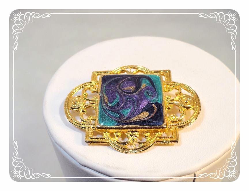 Vintage Abstract Enamel Brooch - Modernist Art Brooch   -   1441a-030513010