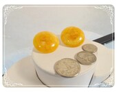 Signed Hong Kong Vintage Golden Yellow Headlight Lucite Earrings   E903a-081412000