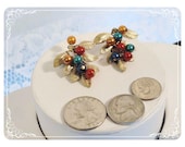 Vintage Leaf and Multicolored Bead Berries Clip on Earrings E1387a-04081200