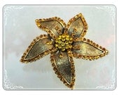 Vintage Star Flower Brooch Signed Express 1061a-041913000