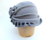 Women's Cloche Hat- 1920's Style in Grey Felt