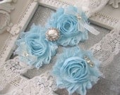 Wedding Garter, Wedding Garter set, Stretch Lace Wedding Garter With Shabby Flower And Rhinestone, Wedding Garder, Something Blue