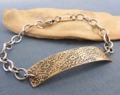 Coral and Me brass ID bracelet - sterling silver chain - beach jewelry - under the sea bracelet