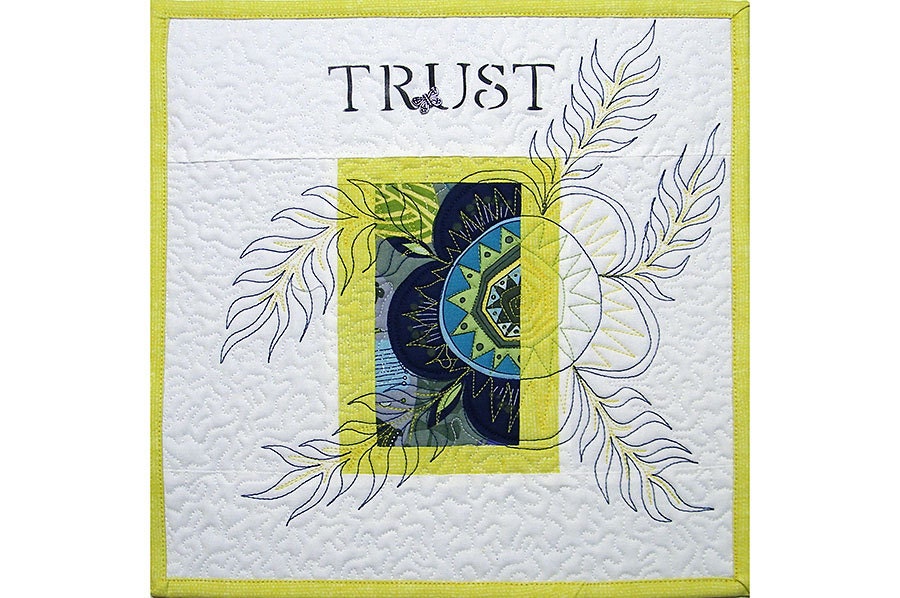 Trust Mini Fiber Art Quilt Wall Hanging Home and Living Decor