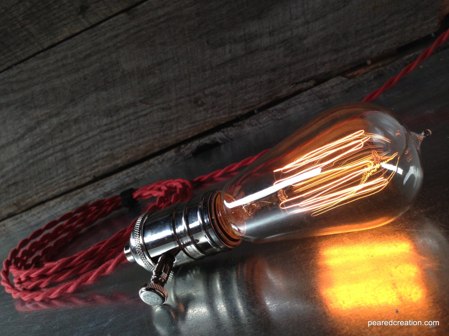 Edison Bare Bulb - Pendant Lamp - Industrial Decor - Vintage Cloth Cord