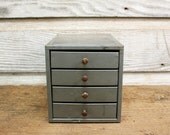 Vintage Industrial Grey Metal Cabinet -- Four Drawer Organizer