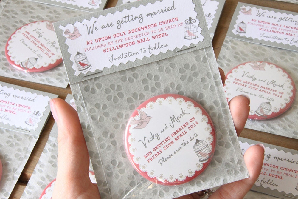 BIRDCAGE Save the Date 58mm Magnet and Packaging x 40