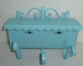 Upcycled Vintage Metal Mailbox and Newspaper Holder, Aqua Paint