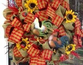 Burlap Rooster Wreath