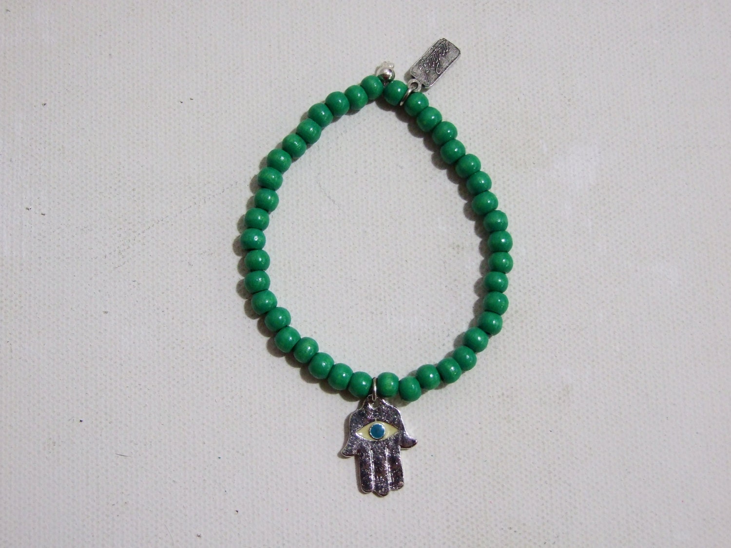 Beaded Bracelet With Hamsa Charm.