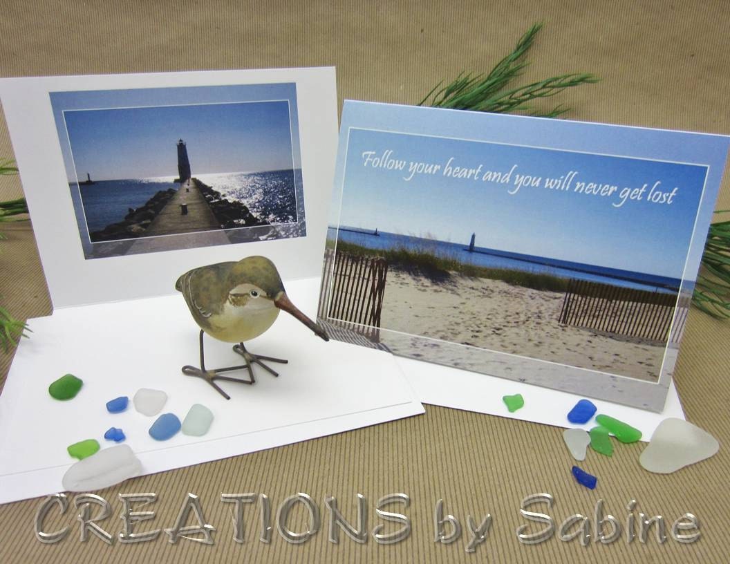 Photo Greeting Card, Lighthouse, Beach, Inspiration, Follow Your Heart.. Quote, Saying, Reduced Price READY TO SHIP