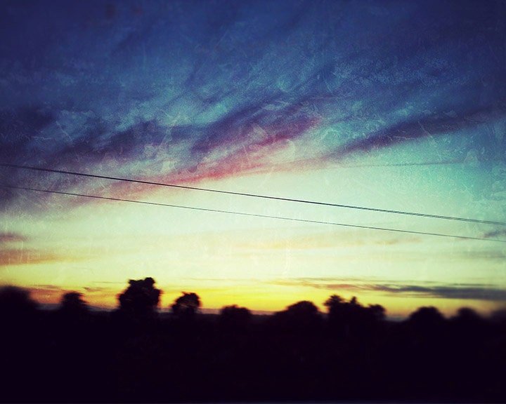 Colorful Abstract Sky, Sunset, Dramatic Art, Texture, 8 x 10 Photograph