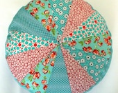 Pillow, Round Red & Aqua