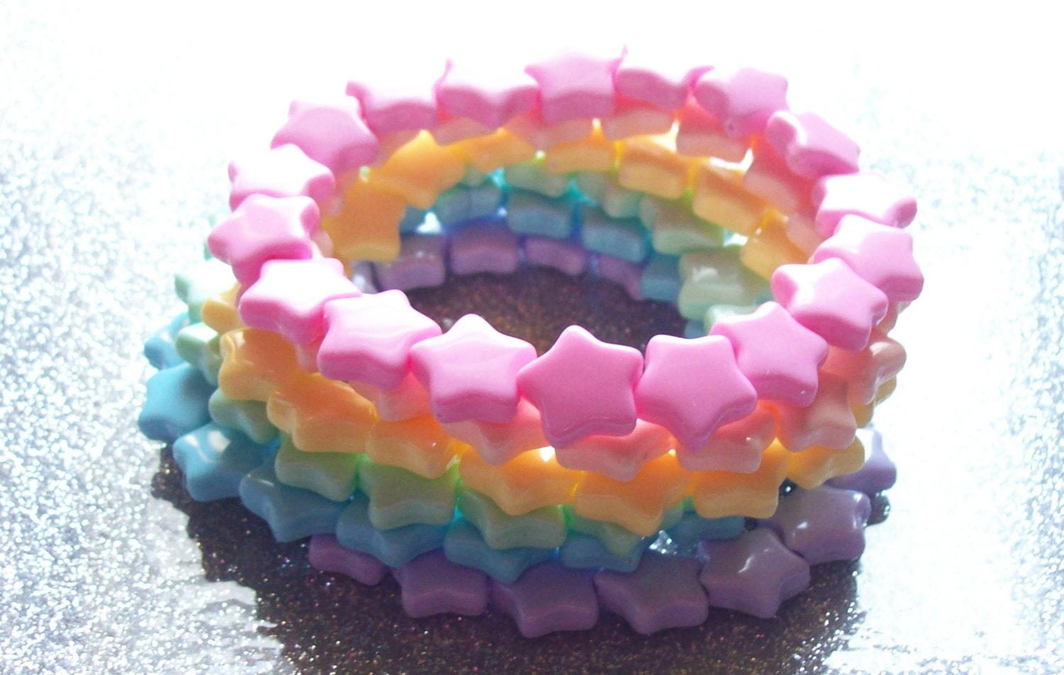Rainbow Star Stretch Bracelets - Set of 7