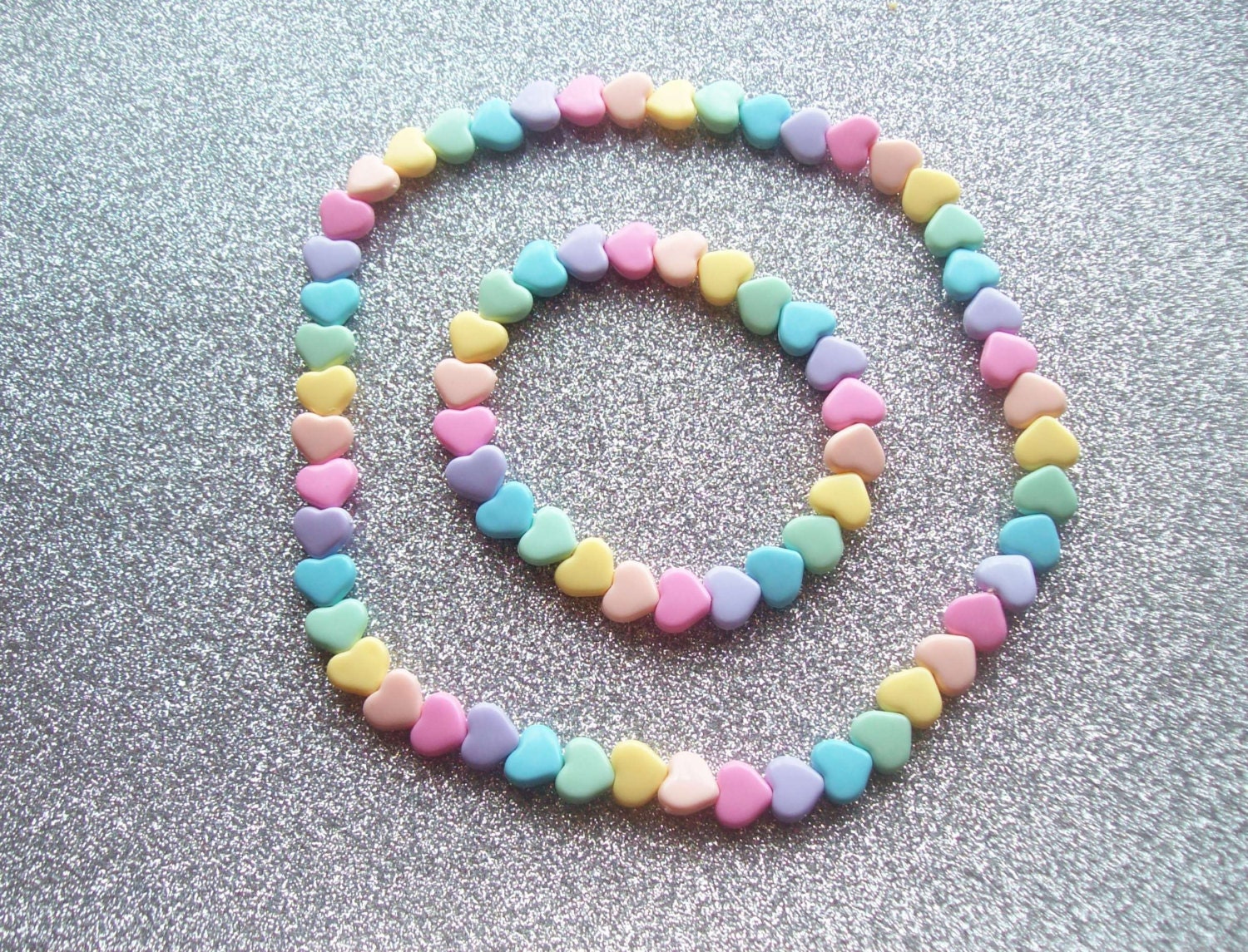 Rainbow Pastel Heart Choker and Bracelet Set