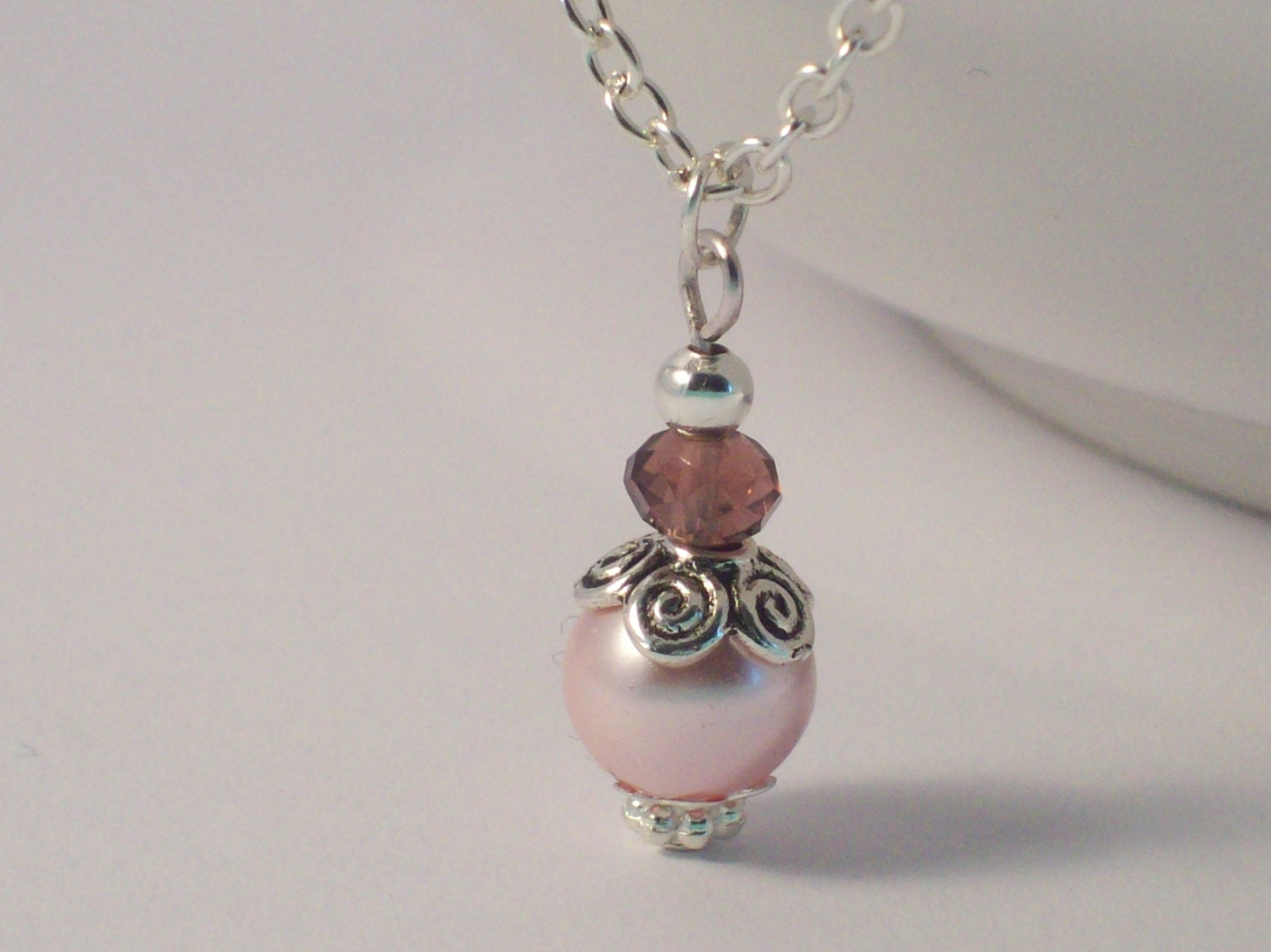 Bridesmaid Necklace, Pink and Silver Bridesmaid Necklace, Bridal Jewelry, Bridesmaid Gifts