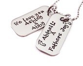 Personalized Dog Tag Necklace - Daddy Necklace - Hand Stamped Stainless Steel - Gift for Dad - Father's Day