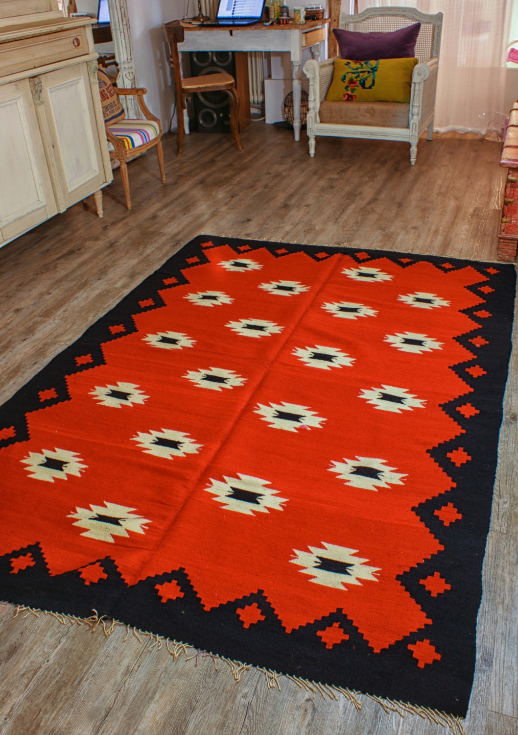 Large Area Rug, Vintage Hand Woven Rug Runner, Turkish Traditional Rug Runner, Pure Organic Wool Rug Runner, Oriental Rug Runner