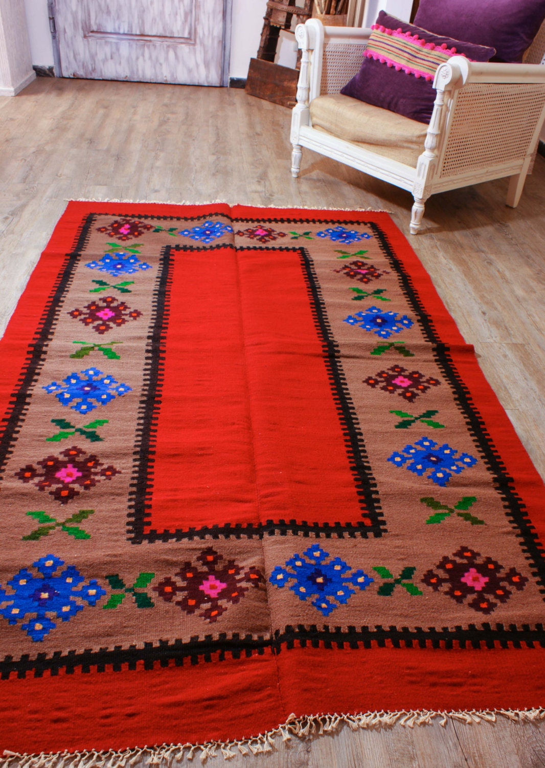 Vintage Hand Woven Rug Runner, Turkish Traditional Rug Runner, Pure Organic Wool Rug Runner, Oriental Rug Runner