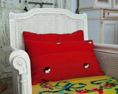 Set of 2 Handwoven Woolen Kilim Pillow Cowers, 22" X 14" Decorative Pillow, Red Kilim Pillow Cowers