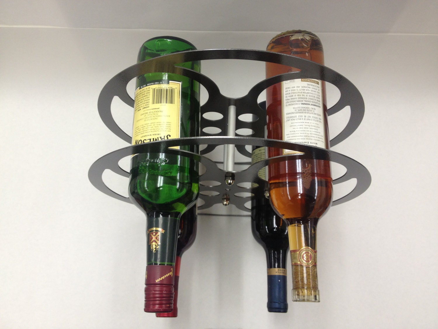 16mm Film Reel Wine Rack Dark Gray
