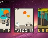 3 Art Prints, 8x10 Star Wars Inspired Travel Posters, Retro Pop Artwork by Jazzberry Blue