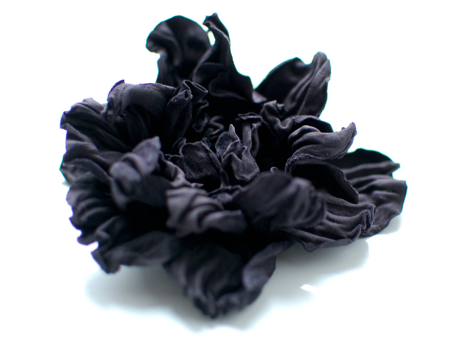 Eco-friendly upcycled navy blue leather flower pin brooch/hair clip