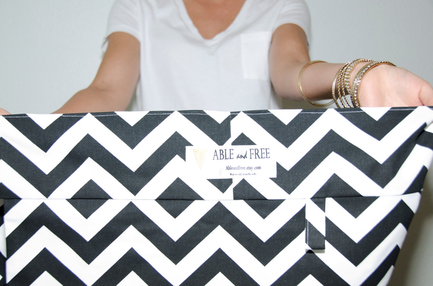 Black and White Chevron Print Half Apron Modern Crafter Vendor Gardener Teacher