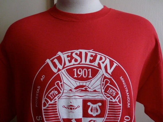 Buy college sports apparel - vintage 90's Western State College of Colorado University graphic t-shirt, men women unisex red tee white print, Gear for Sports Big Cotton,