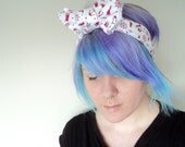Nautical white and red tie up fabric headband