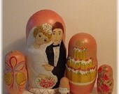 Wedding nesting dolls -Custom Bride Groom Cake Toppers Hand Painted and Personalized