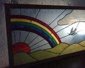 Vintage Stained Glass Window Art - Vintage Glass Wall Art -  C. 1970's