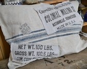 linen cushion grainsack antique flour sack