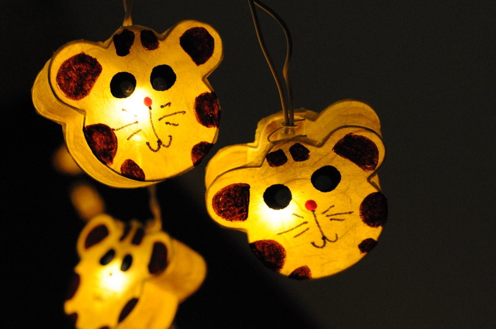 20 x cute cartoon yellow tiger cartoon animal fairy light fancy kid bedroom string light decor lantern garland