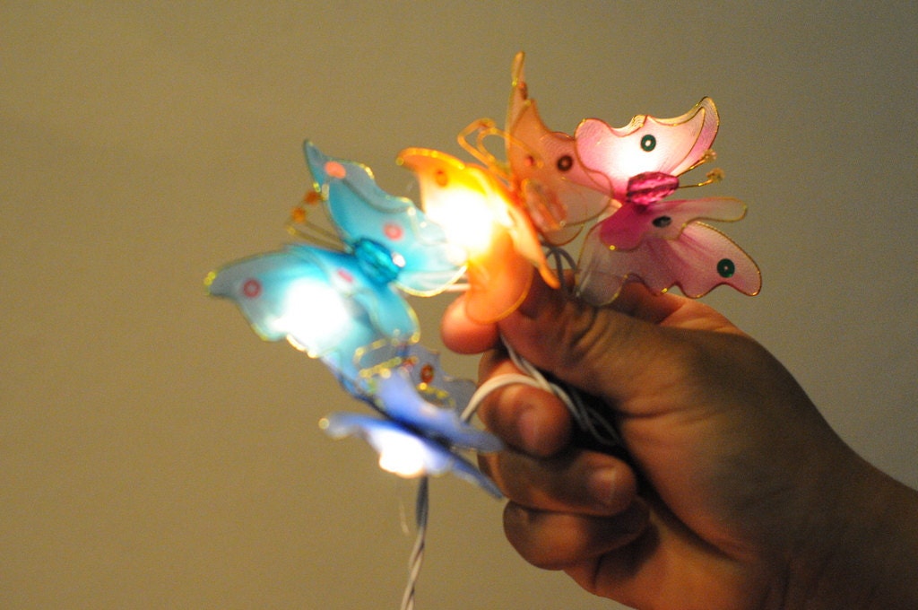 20 x Rainbow Bright fairy Butterfly Light wire string light hanging lantern window bedroom display kid room garland wedding party deco