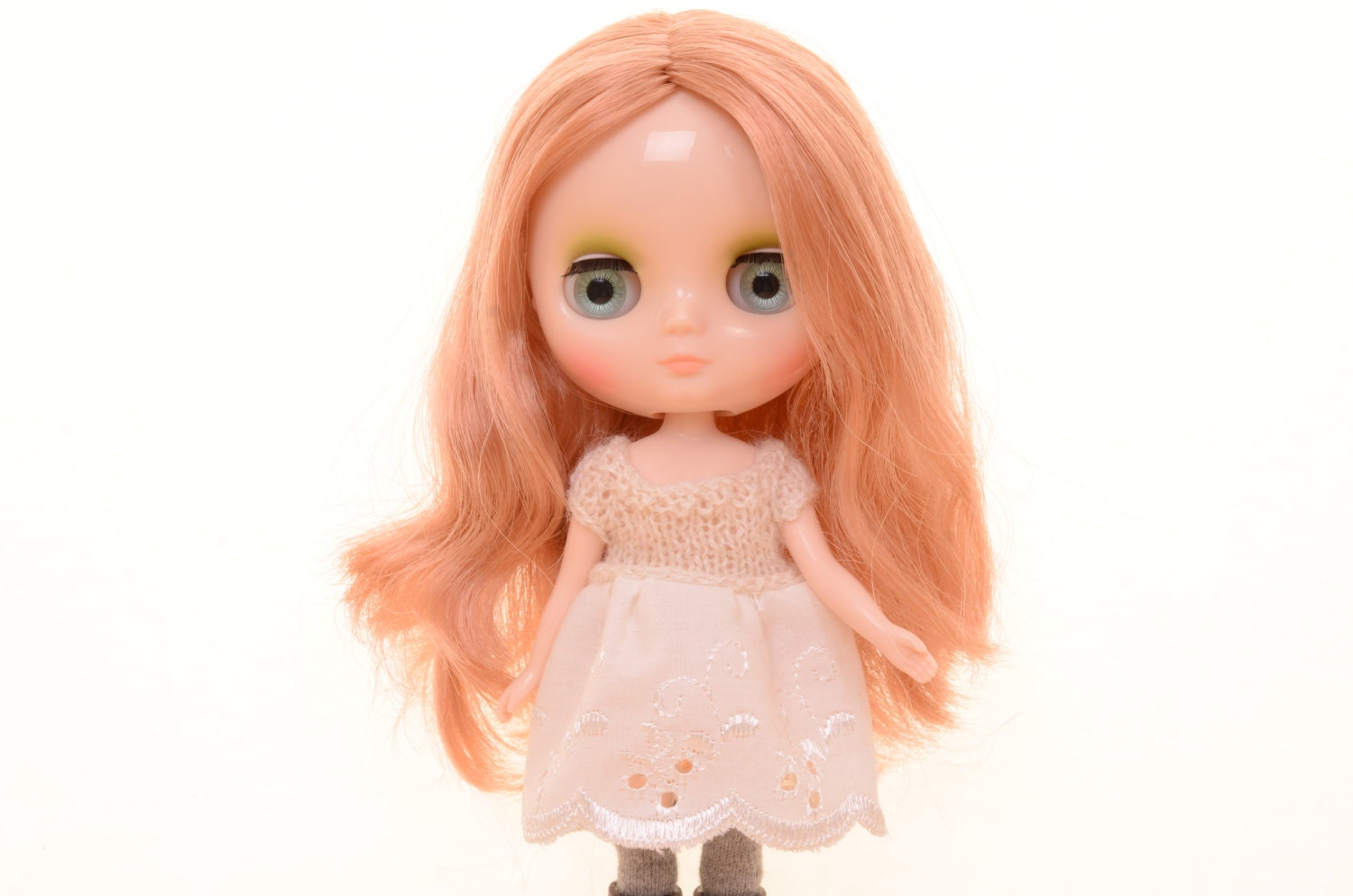 Ivory Knit and lace dress for Middie Blythe Lati yellow Pukifee or similar sized dolls