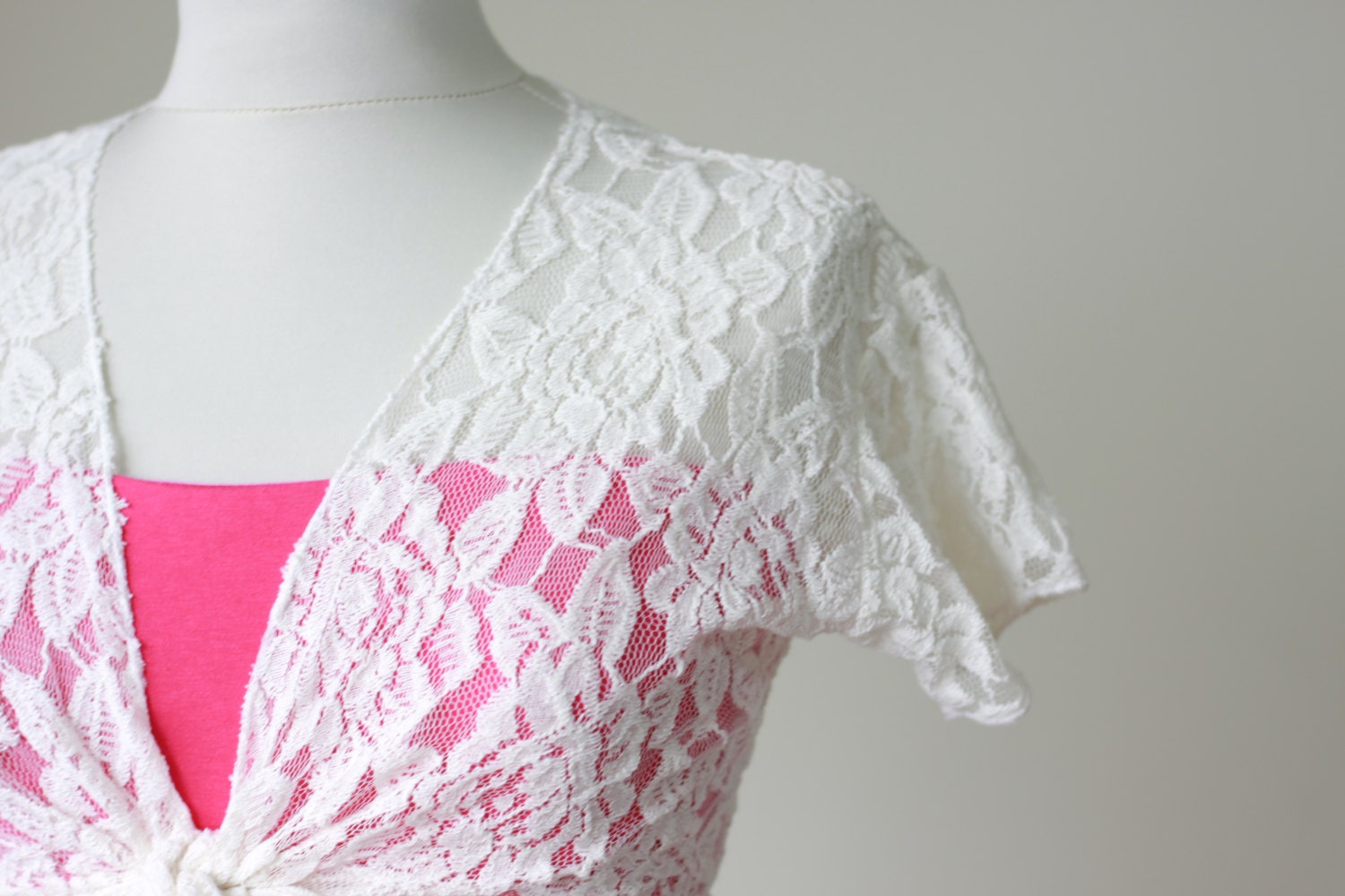 Ladies lace beach top, lace cover up, beach wear, ivory, short sleeve