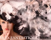 Fantasy Hats and  a Crystal Beaded  Leaf Bridal Crown for a  Deco Diva Bride