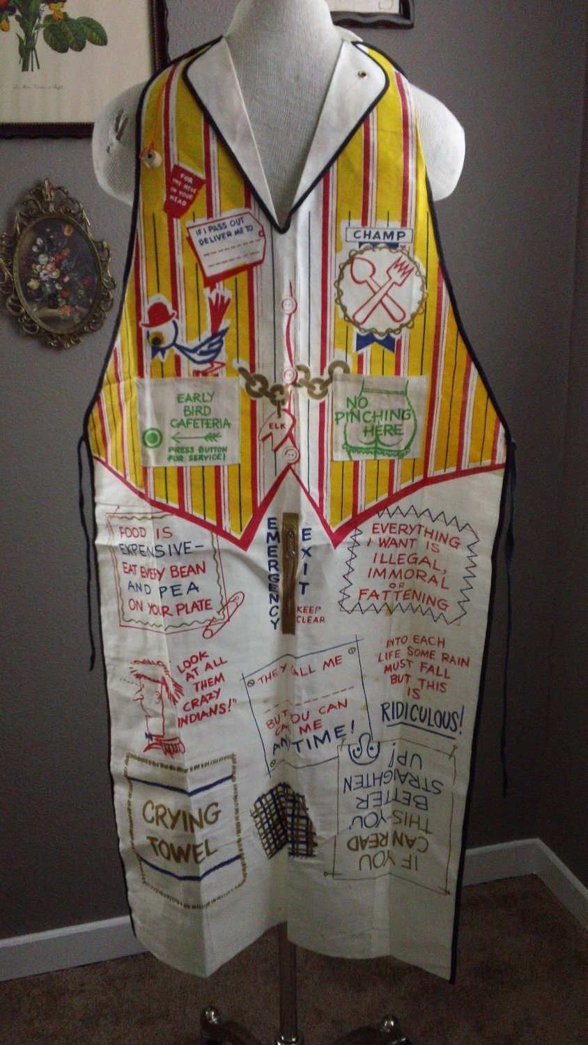50s Mens Naughy Novelty Print Full Apron