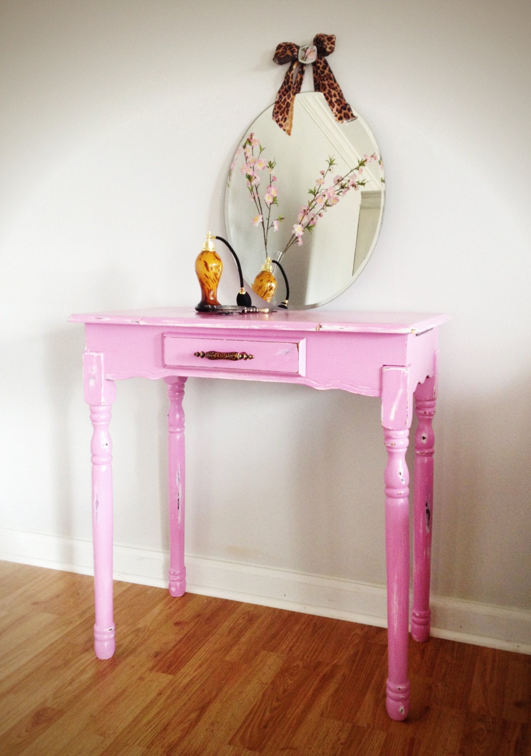 Pink Vanity and Jewelry Organizer with Mirror