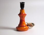 Mid Century modern Ceramic Lamp with bright orange glaze (1960s-70s)