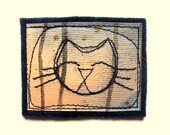 cat pin, hand painted brooch, cat face badge, embroidered brooch, painted jewelry.