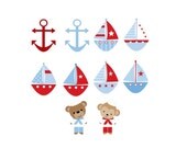 Lot of 10 Iron On SAILBOATS  Appliques for  Baby Boy Shower DIY Shower Gifts and Decorations