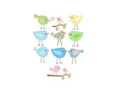 Set of 10 Iron On Birds Appliques for  Baby Shower, Baby Shower Decorations, Onesies