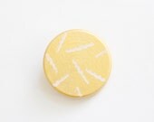 Geometric brooch: handpainted brooch in white and gold, wood jewelry